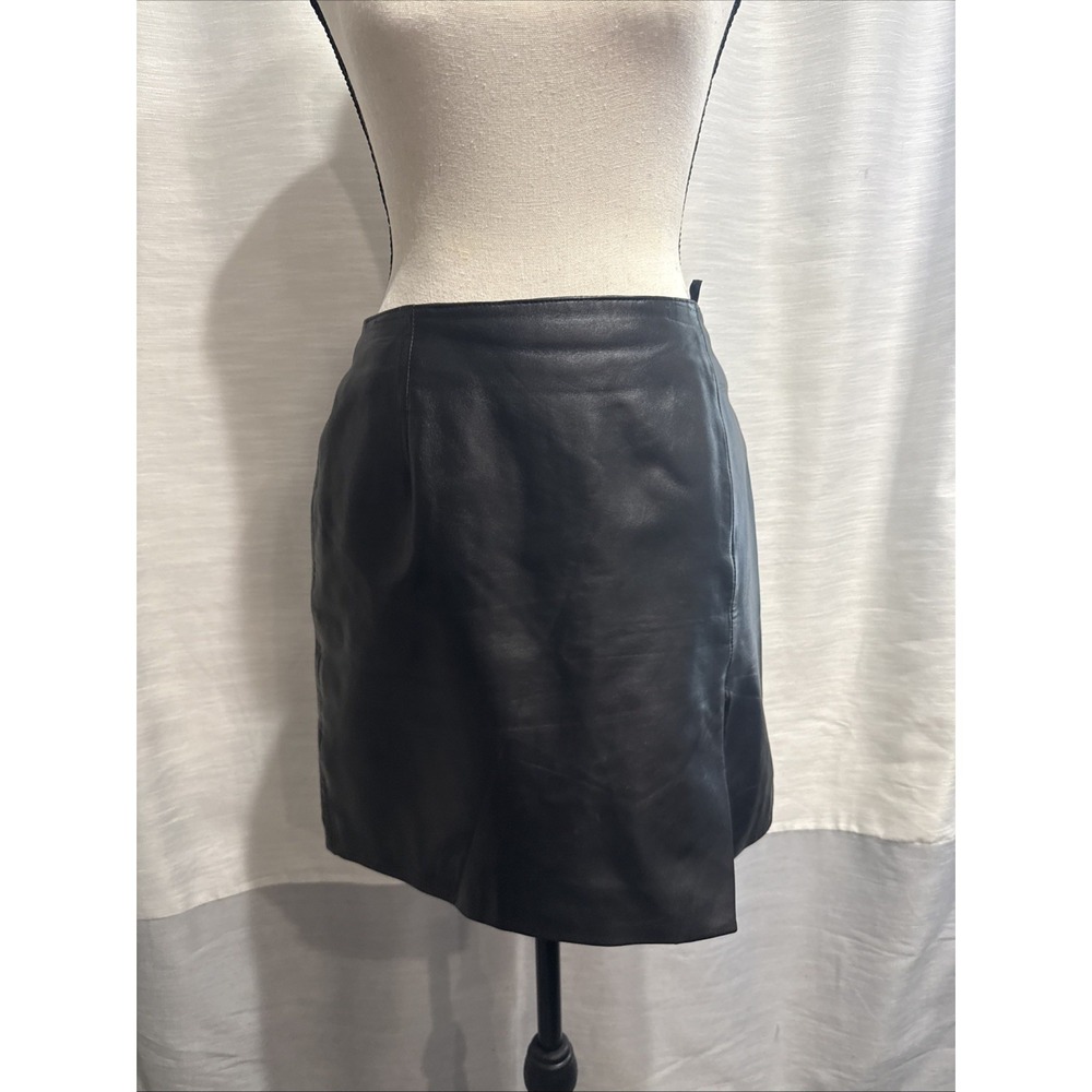 Hugo Buscati Milano, Brown Soft Lux Leather Skirt, Size 6, Vintage 1990s